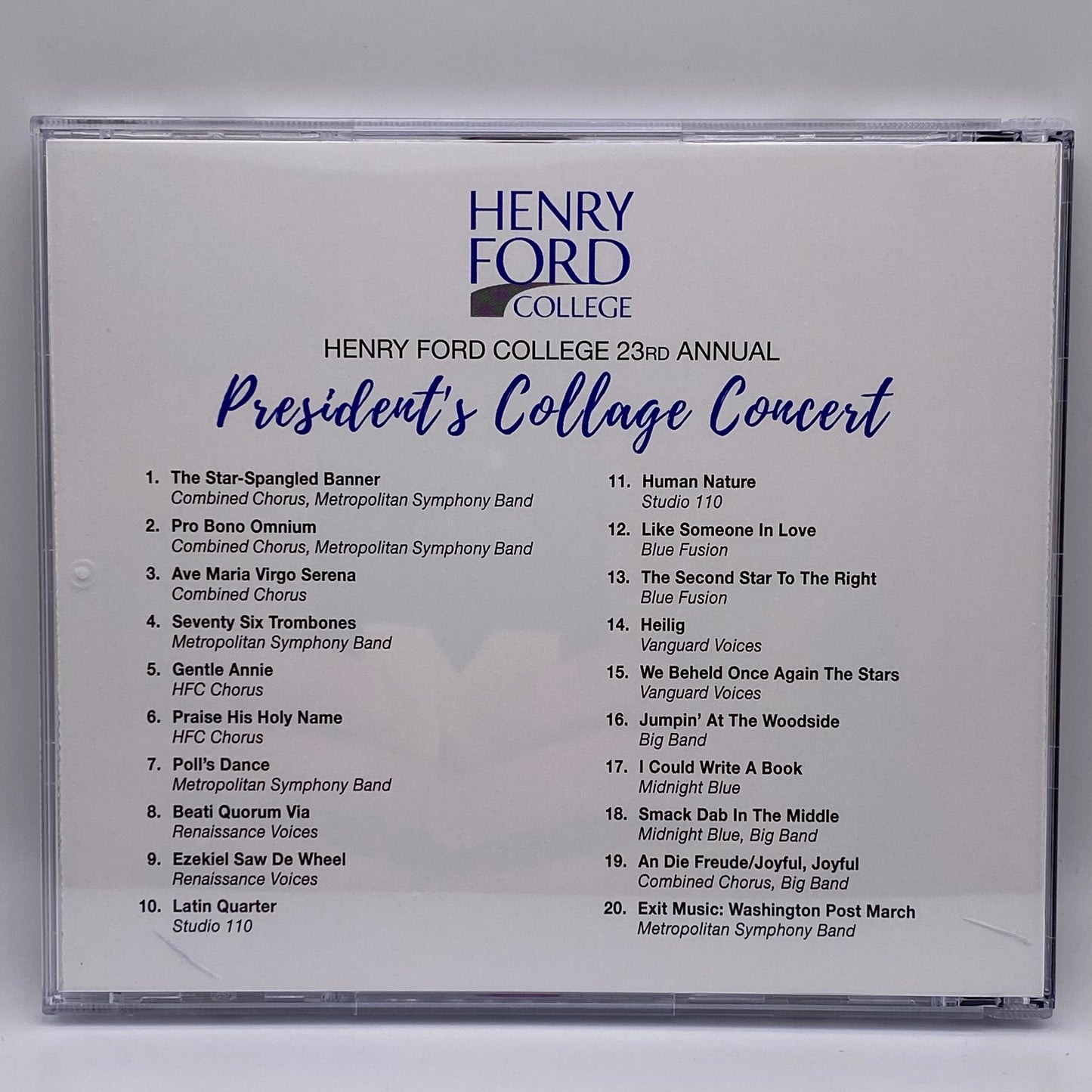 2018 HFC President's Collage Concert - CD